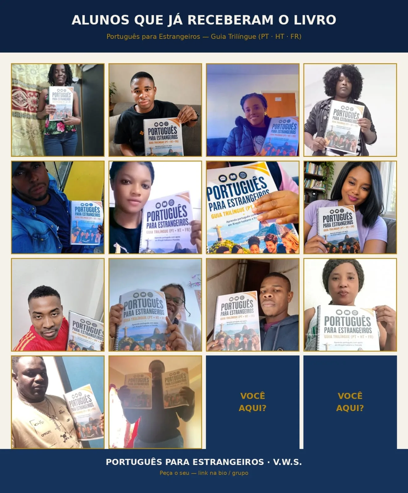 Mural com alunos que receberam o livro